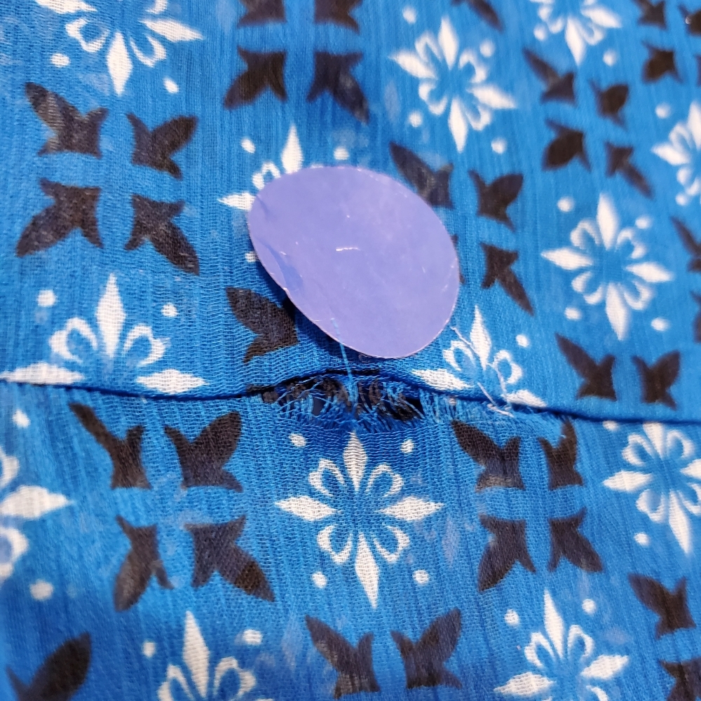 Kut From The Kloth Blue Sheer Long Sleeve Button Down Blouse Small - Picture 7 of 7